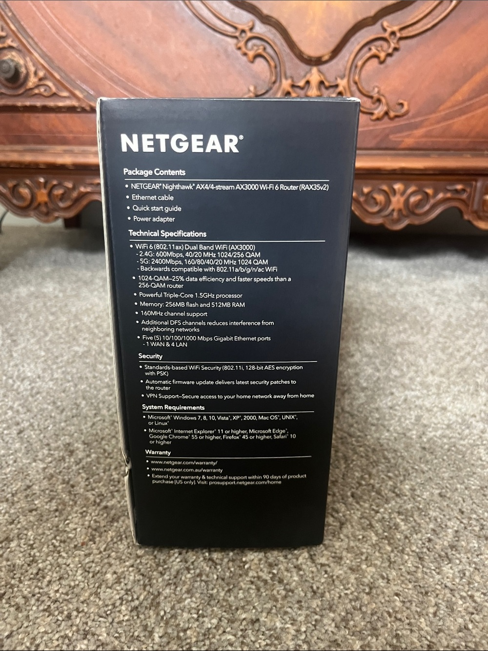 NETGEAR Nighthawk AX3000 AX4 Router - Black and Blue Box Artwork - Picture 4 of 5